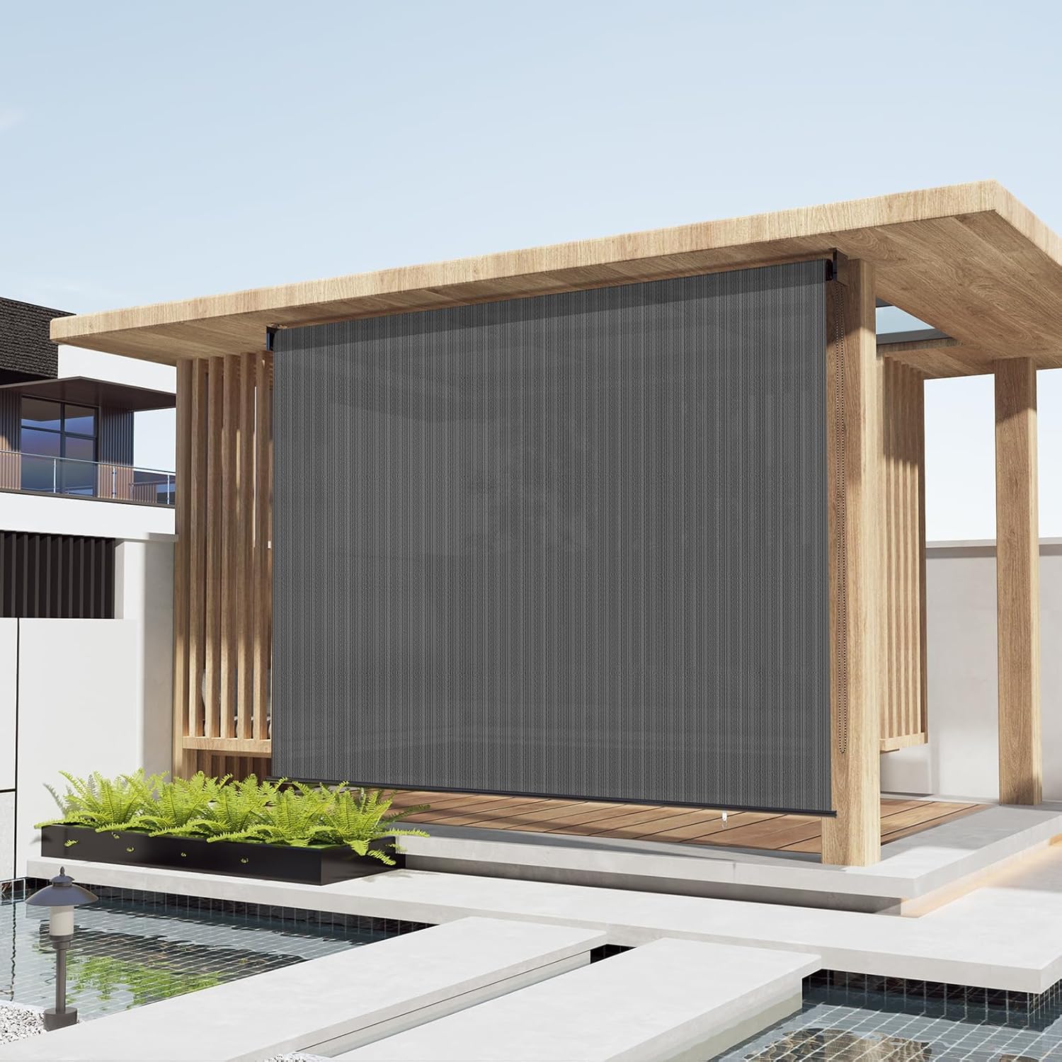 LOVE STORY Outdoor Roller Shade for Patio Deck Gazebo 6ft x 8ft