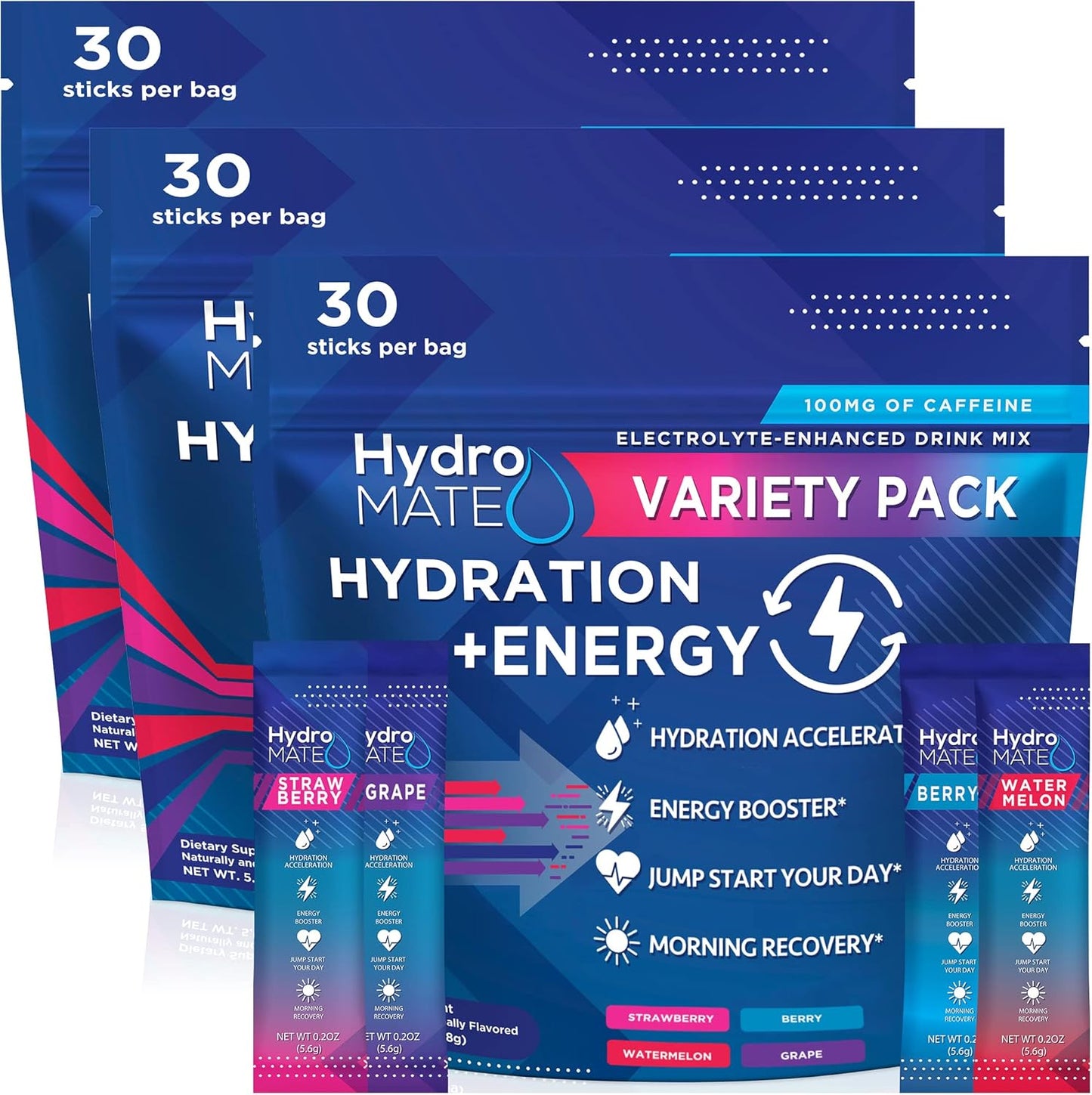 HydroMATE Electrolytes Powder Drink Mix Packets for Hydration