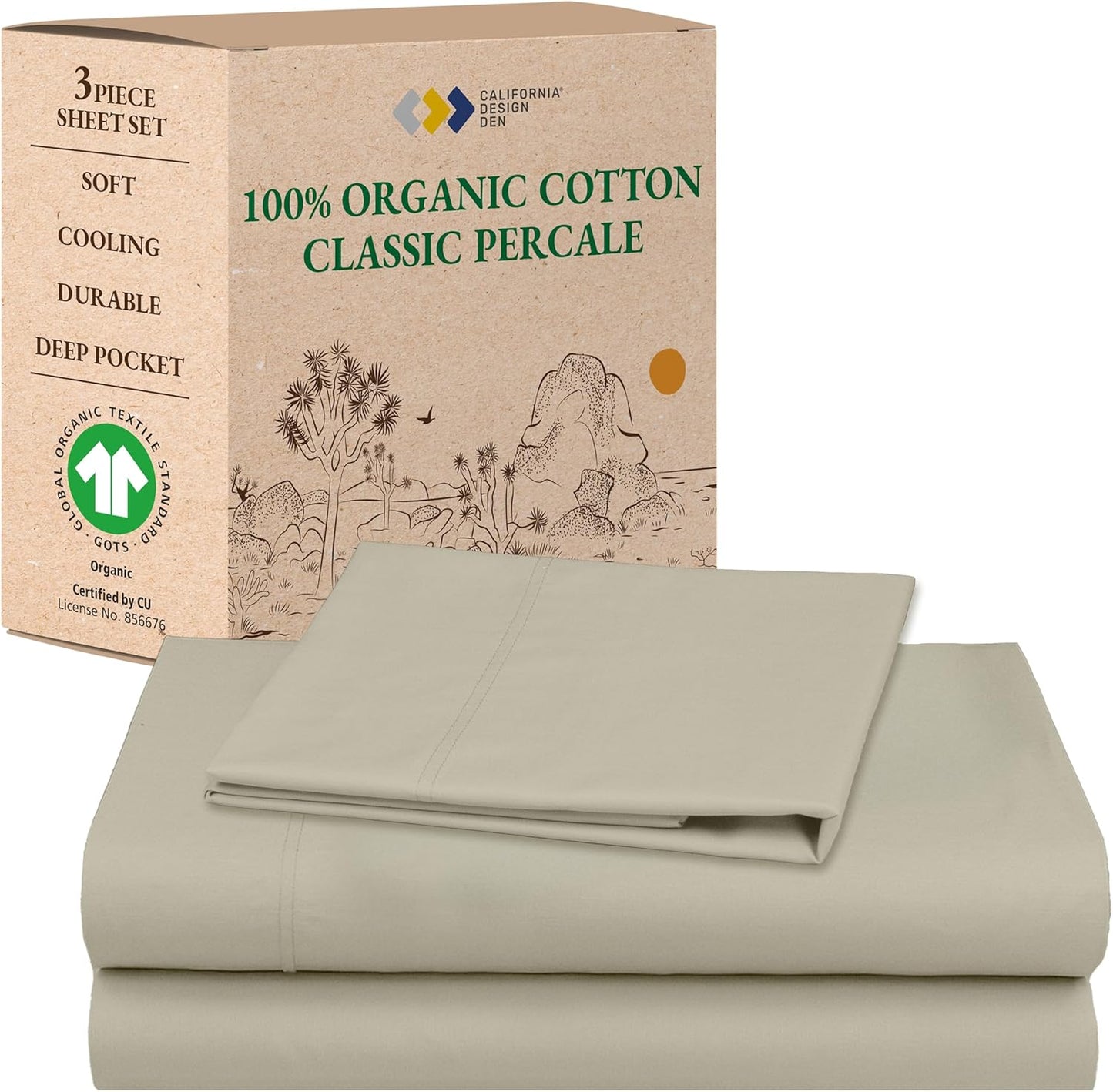 California Design Den Organic Cotton Twin XL Sheets Set for Comfort