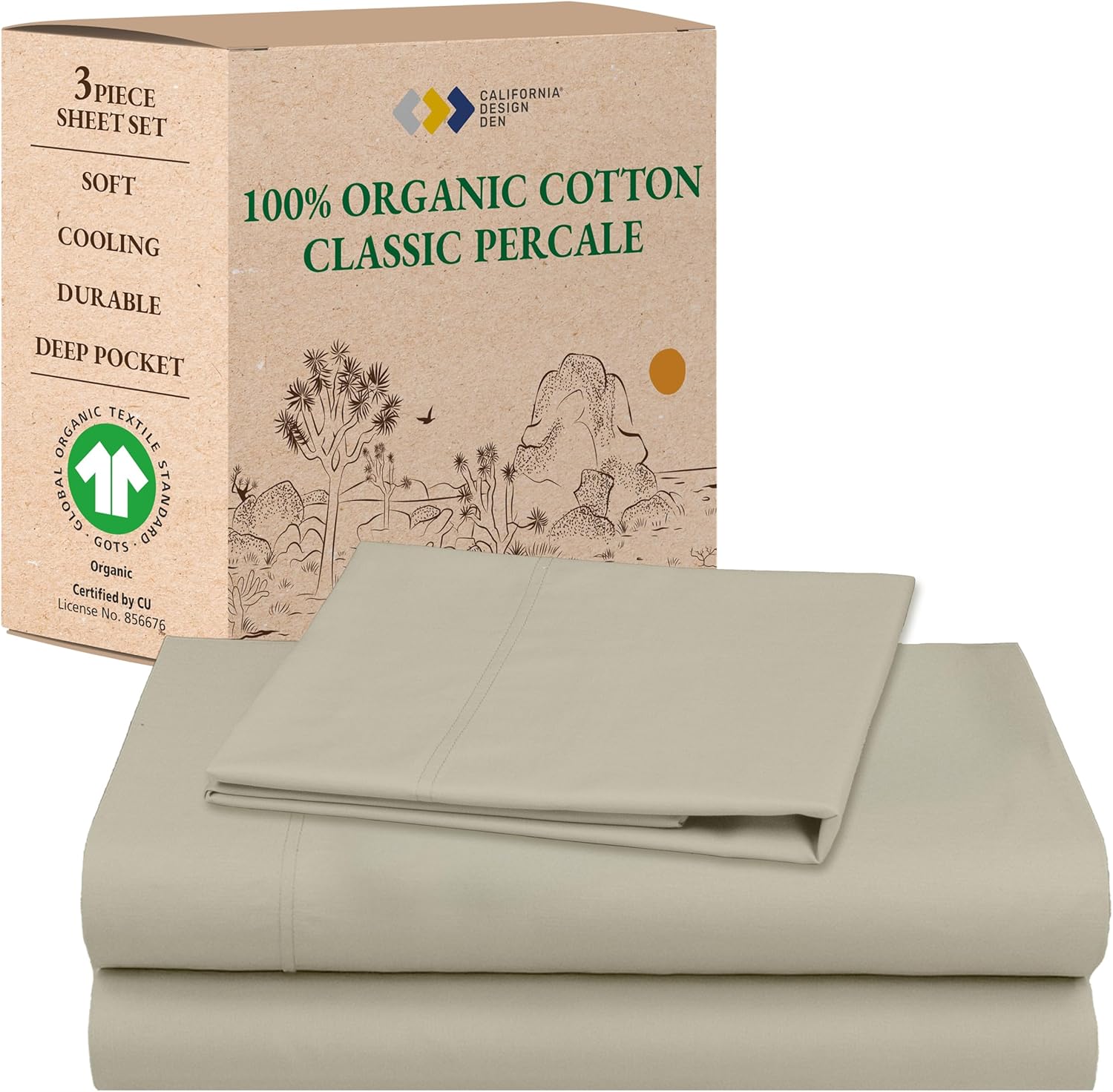 California Design Den Organic Cotton Twin XL Sheets Set for Comfort