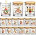 12 Pack 7 oz Gingerbread Man Christmas Glass Candle Jars with Wood
