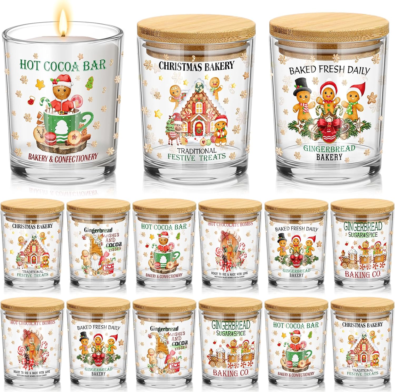 12 Pack 7 oz Christmas Glass Candle Jars for Holiday Gifts