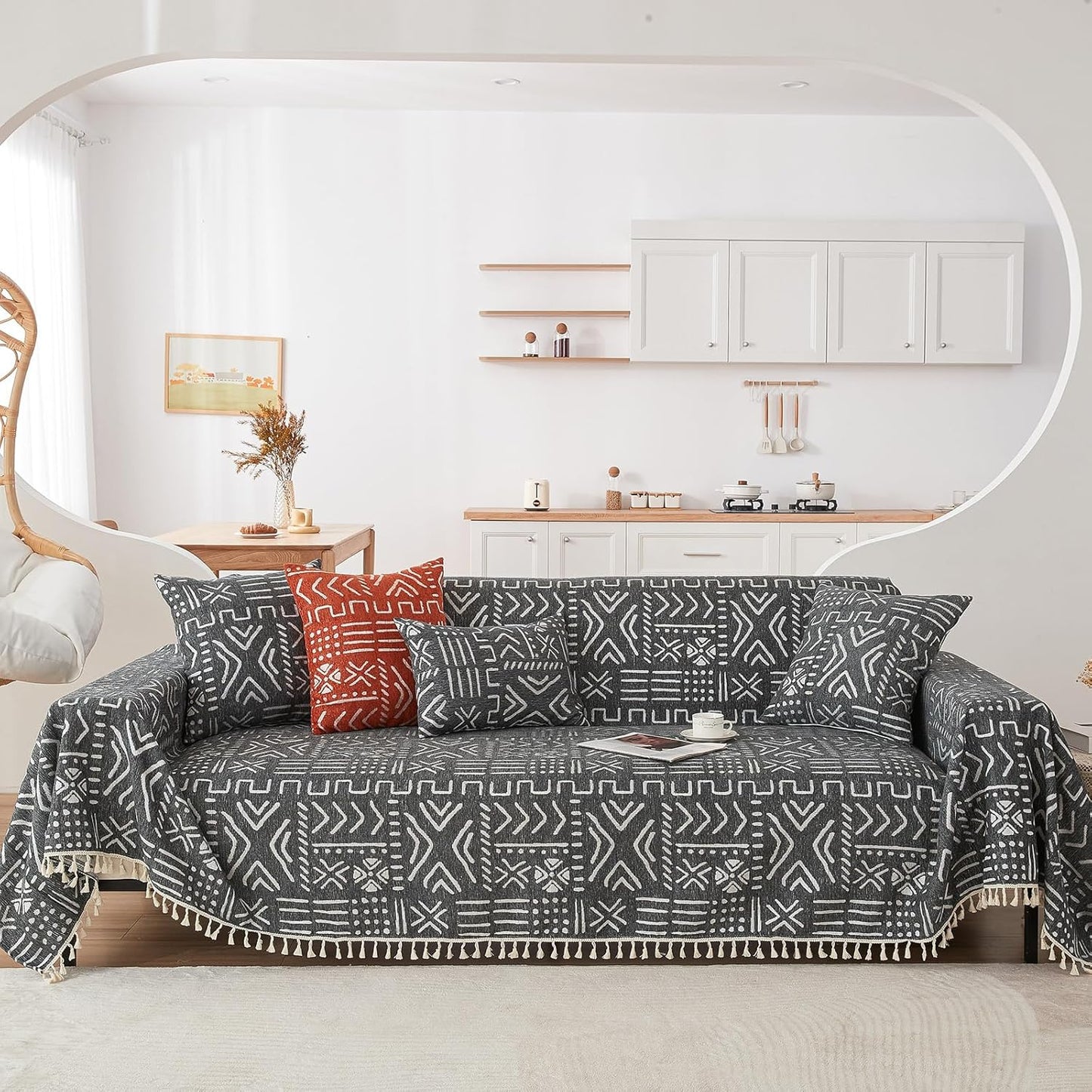 Boho Geometric Sofa Cover for Dogs and Living Room Decor