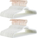 Slim Velvet Non-Slip Suit Clothes Hangers in Ivory/Rose Gold