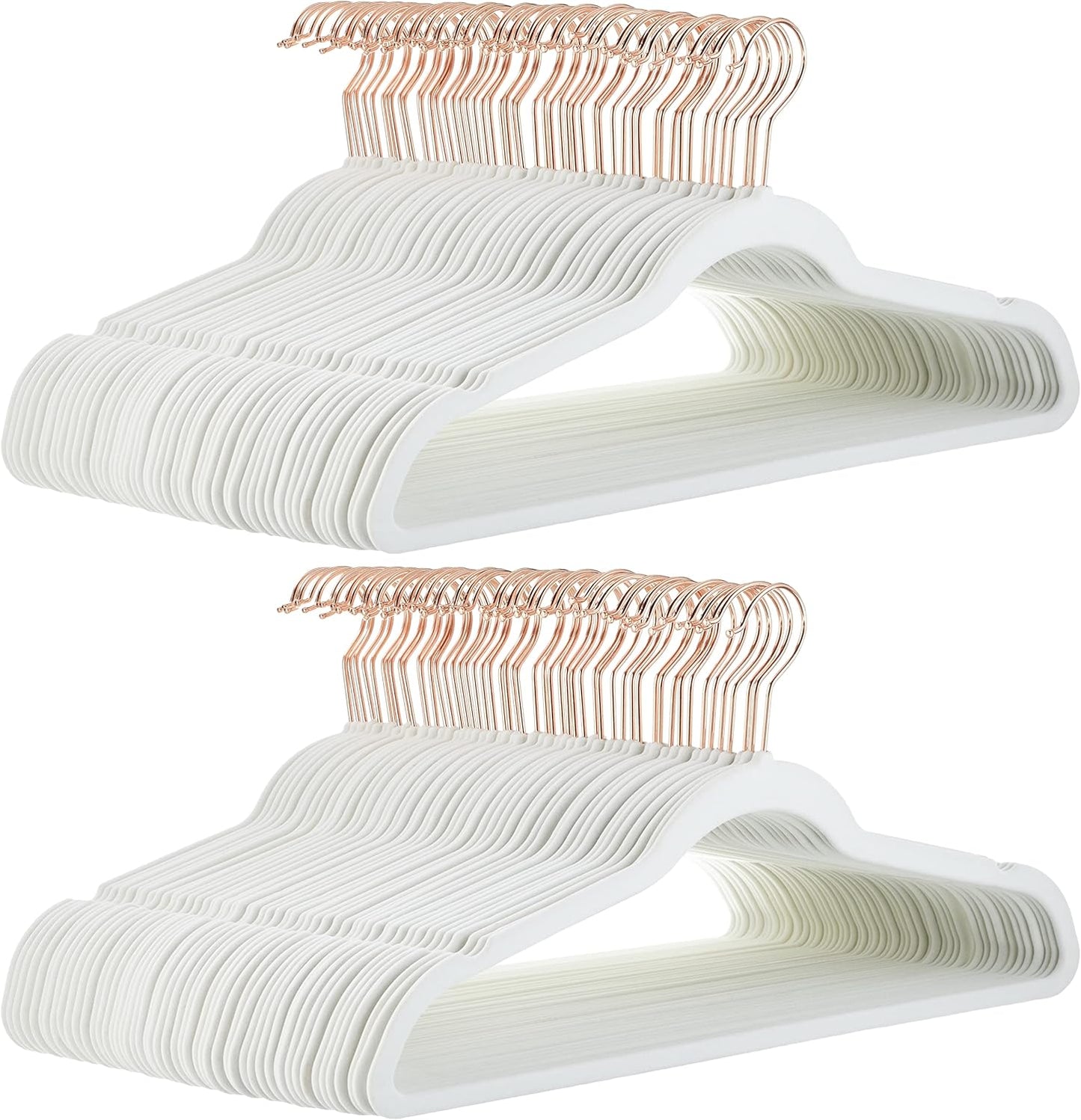 Slim Velvet Non-Slip Suit Clothes Hangers in Ivory/Rose Gold