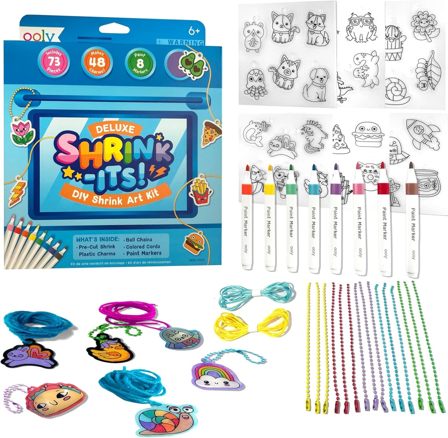 Ooly Shrink-Its DIY Shrinking Art Kit with Markers and Charms
