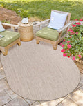 Outdoor Solid Area Rug 5 ft 3 in x 8 ft Oval Beige/Ivory - Durable