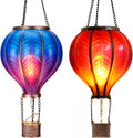 Hot Air Balloon Solar Lanterns 2 Pc Set - Waterproof 18in Outdoor