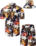 TUNEVUSE Men's Colorful Hawaiian Shirt and Shorts for Summer Days
