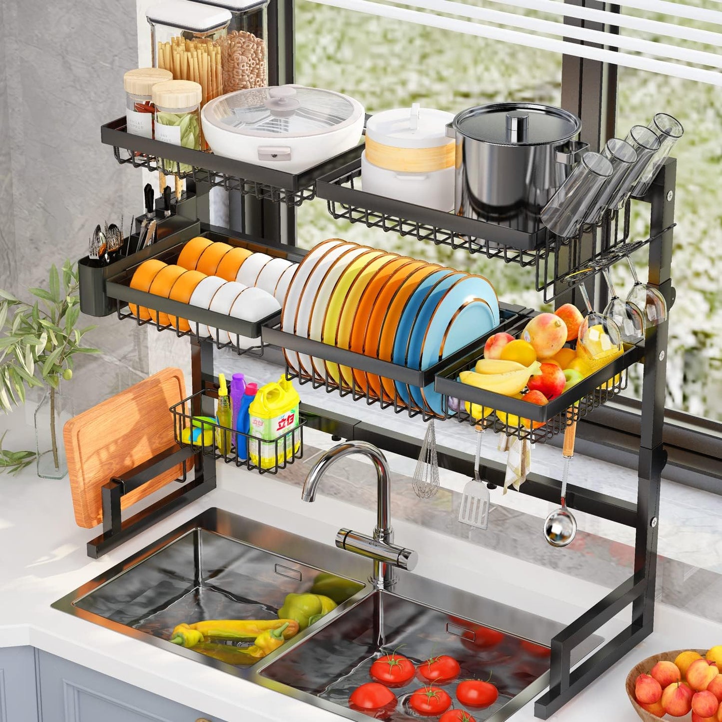 Over Sink Dish Drying Rack for Large Kitchen Organization