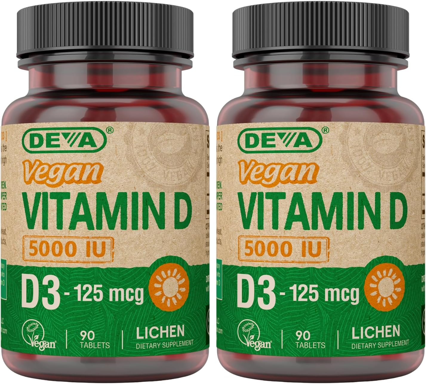 DEVA Vitamin D3 5000 IU Sunshine Supplement for Vegans