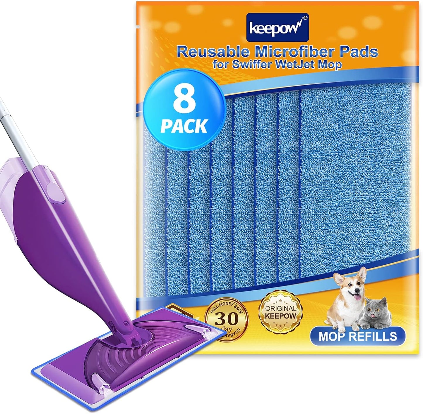 8 Pack Reusable Mop Pads - Efficient Clean!