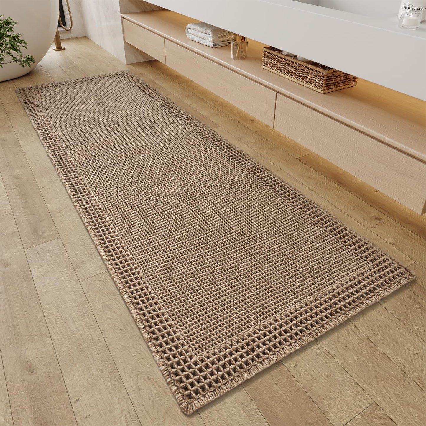 RESARE Waffle Bathroom Runner Rugs for Stylish Home Decor