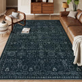 Lahome Black Area Rug for Living Room 8x10 - Washable Thin Boho Rug