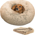 Calming Shag Donut Cuddler Pet Bed + Throw Blanket - Cozy Support
