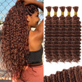 Brown Human Braiding Hair Deep Water Wave Bulk 22 in Color 30 - Boho