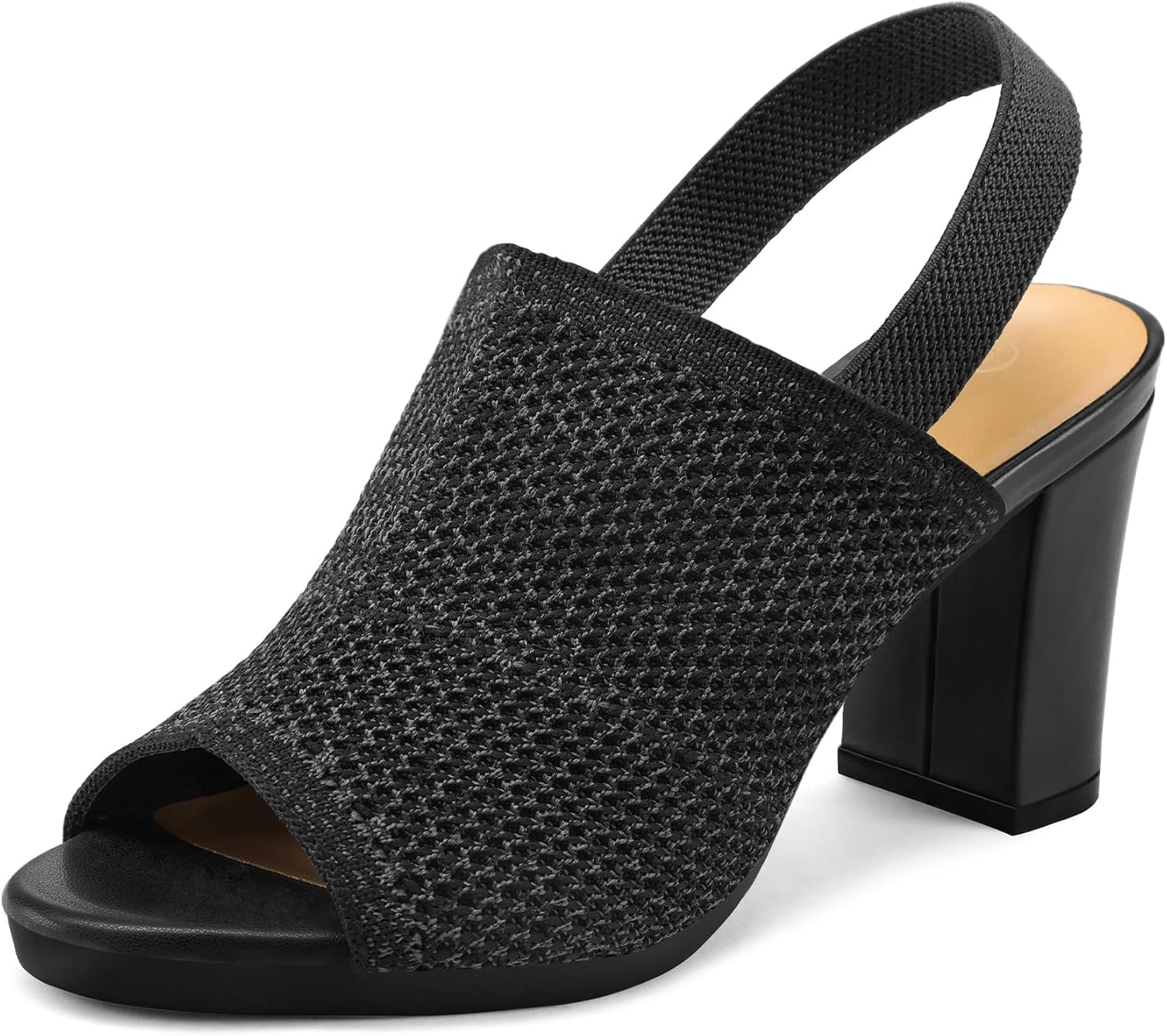mysoft Women's Knit Chunky Block High Heels for Comfort