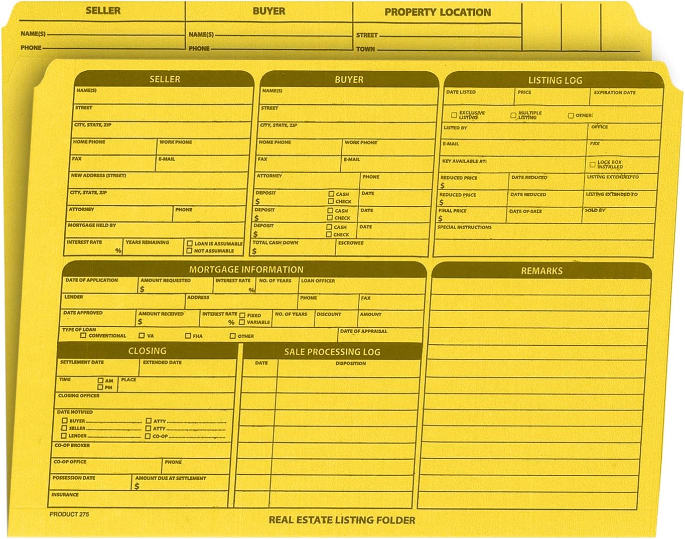 Real Estate Listing Folder with Checklist and Color-Coded Dots