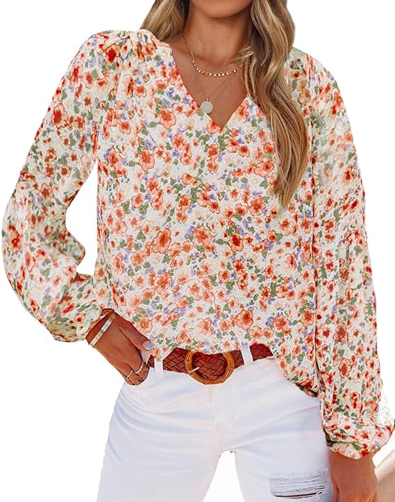 BTFBM Women Casual Boho Floral Blouse for Spring Summer Fashion