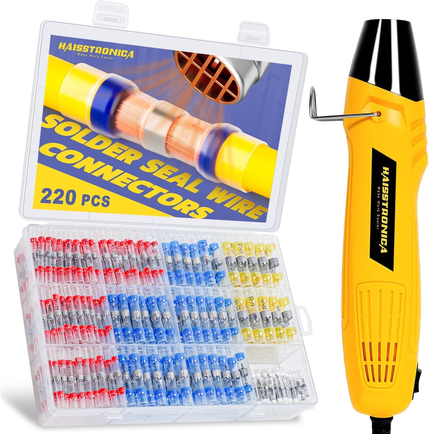 Solder Seal Wire Connectors Kit with Heat Gun for Quick Repairs