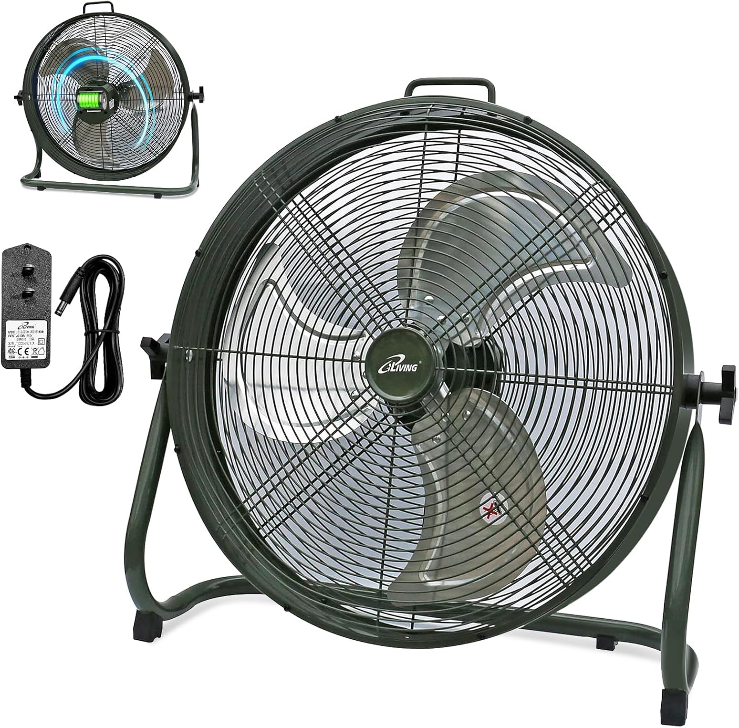 iLiving 18 Inch Rechargeable Battery Operated Camping Fan