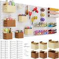 Peg Board 8 Pack Metal Pegboard Panels White - Heavy Duty Wall