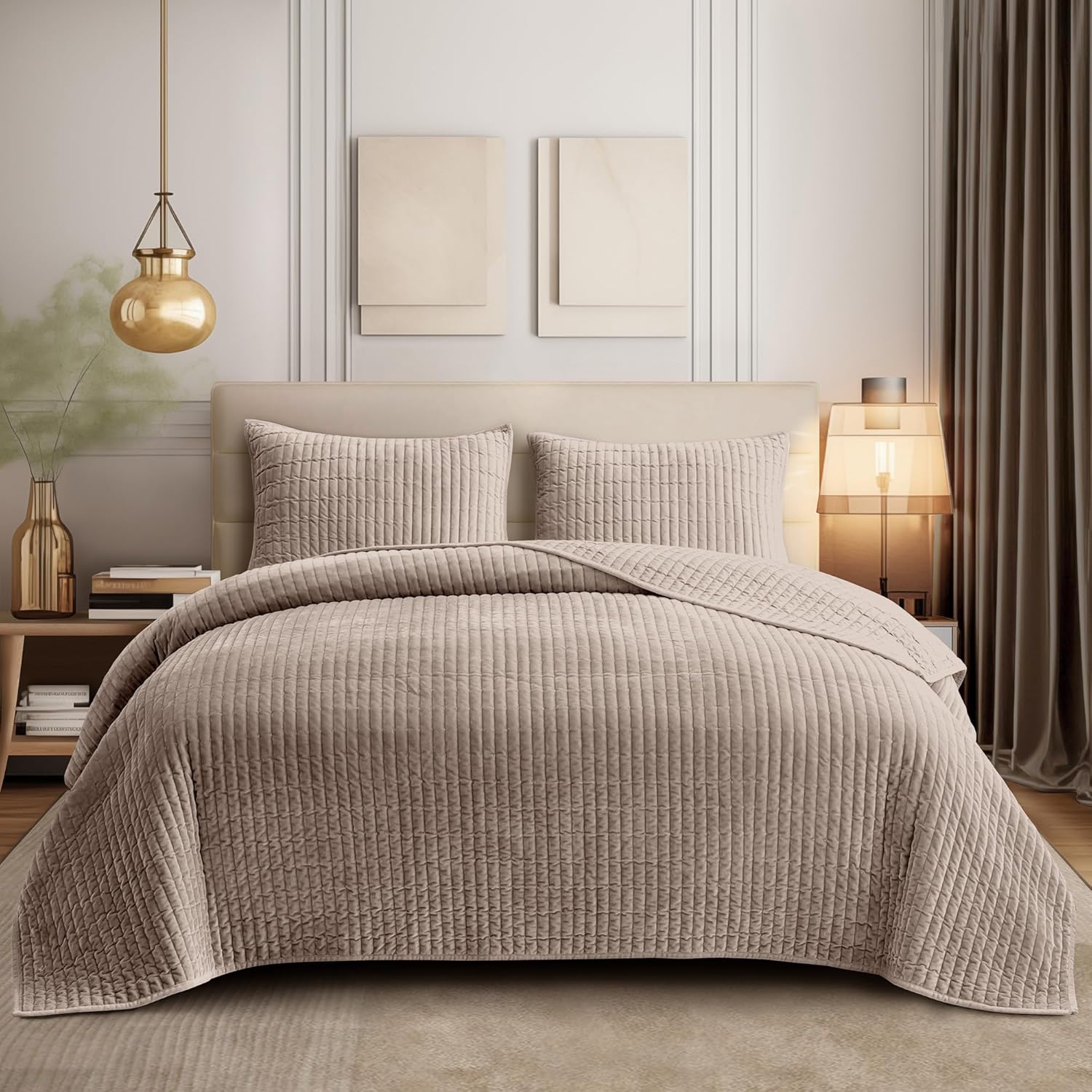 SHALALA Velvet Quilt King Size - Luxurious Bedding Set