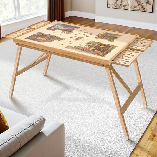 27.6 H Tall Puzzle Table with 4 Drawers for Jigsaw Puzzles