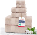 100% Turkish Cotton 6 Pc Bath Towel Set - Beige Luxury Towels