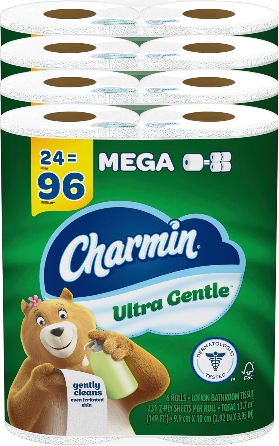 Charmin Ultra Gentle Toilet Paper 24 Mega Rolls for Comfort