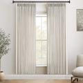 80 Inch Linen Curtains 2 Panel Set - Natural Beige Pinch Pleat