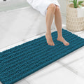 Smiry Chenille Bath Rug 47x17 in Peacock Blue - Ultra Soft Absorbent