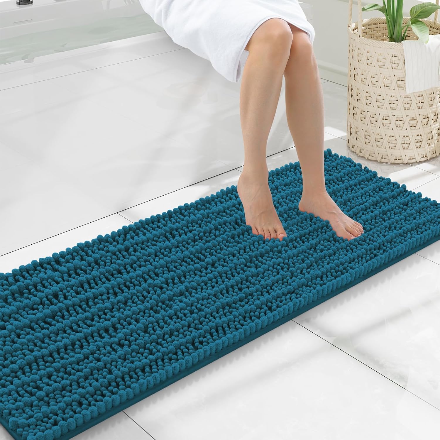 Smiry Bathroom Rugs Mat 47x17, Soft Chenille Bath Mats