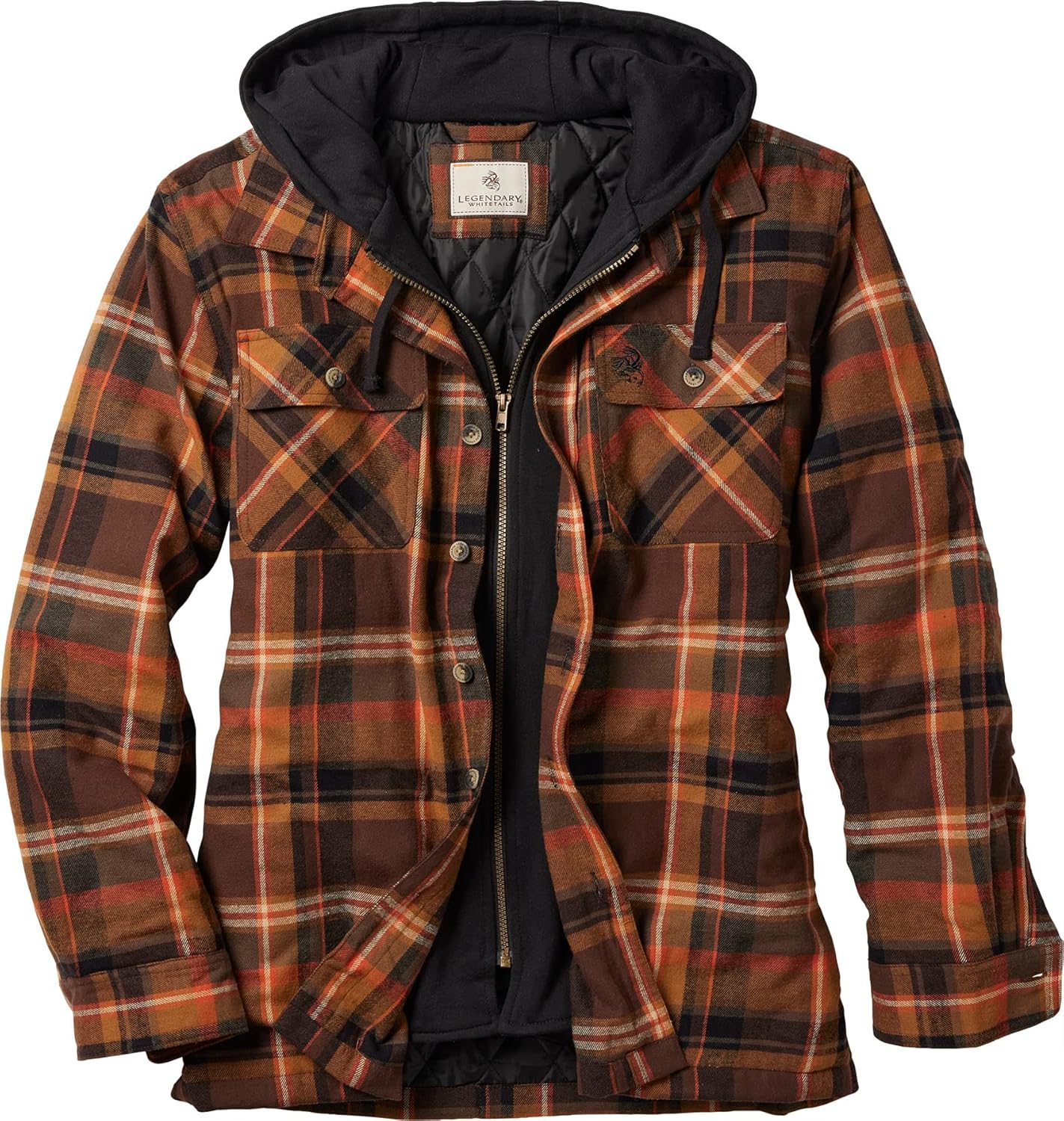 Legendary Whitetails Men's Plaid Flannel Shirt Jacket with Hood