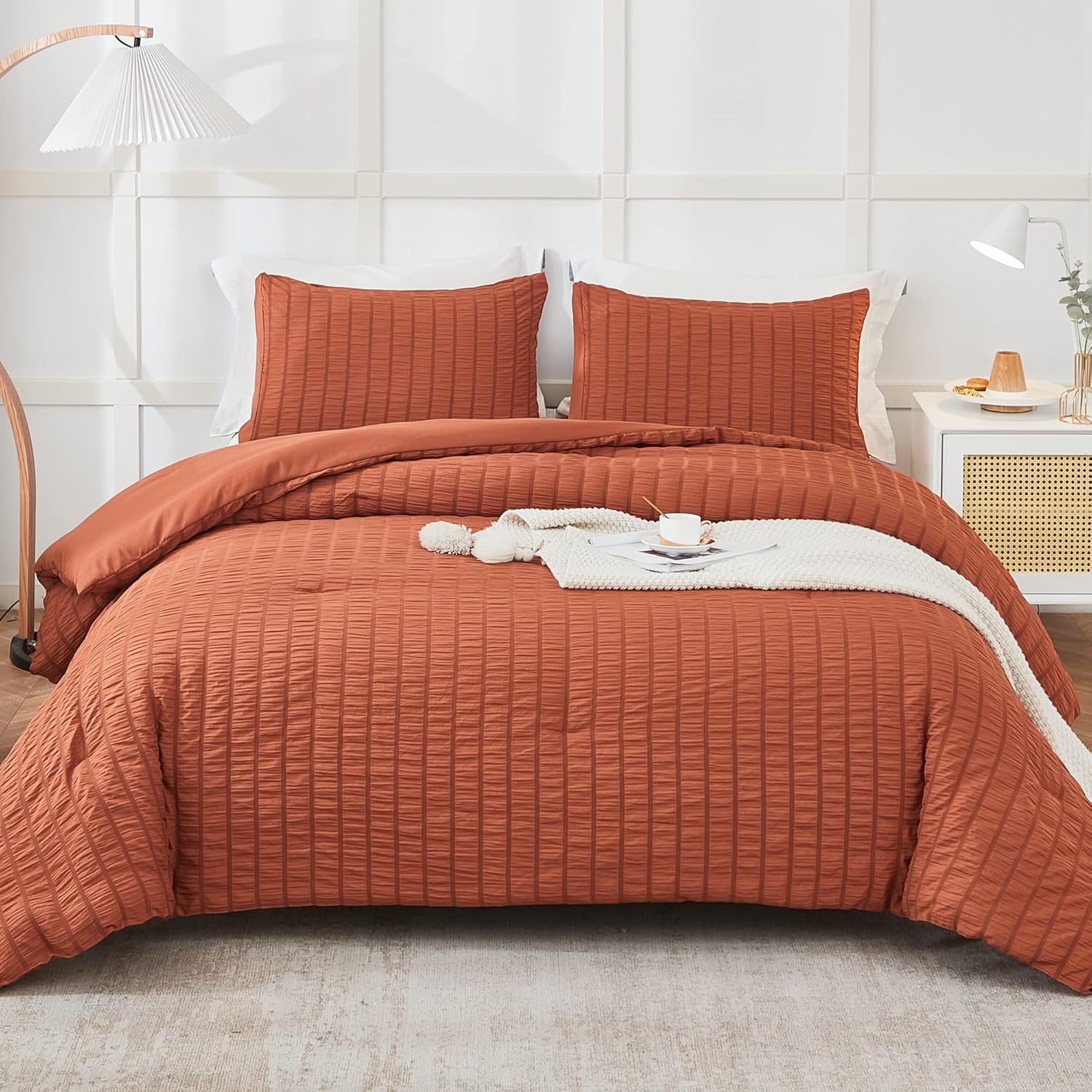 AveLom Terracotta Seersucker Comforter Set - Full Size Comfort