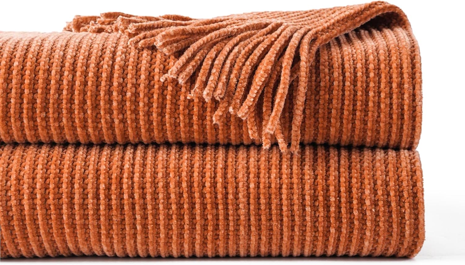 BATTILO HOME Rust Orange Throw Blanket for Cozy Decor