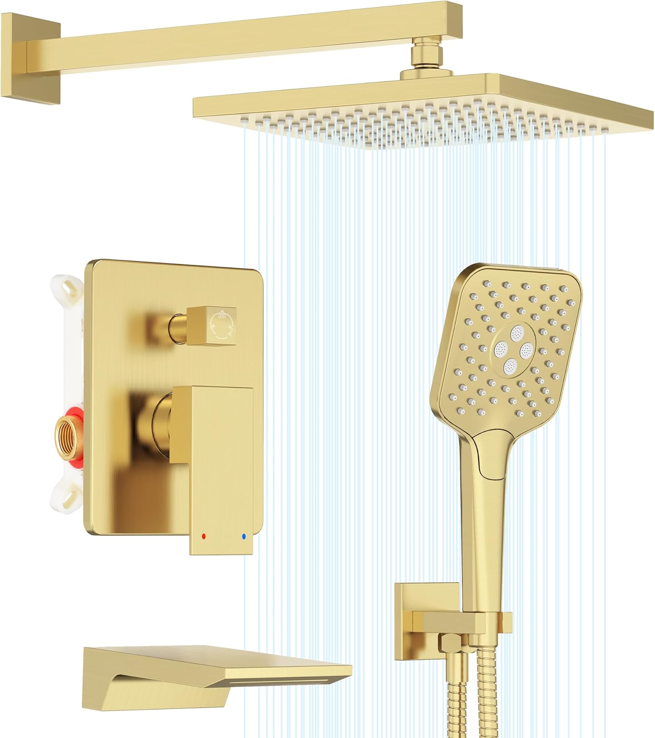 Gabrylly Shower System with Tub Spout and Rain Shower Head