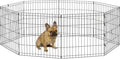 24in Foldable Black Metal Dog Exercise Pen No Door - Secure 16 sq ft