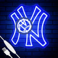 NY Baseball Neon Sign - Dimmable NY Team Logo Light for Rooms