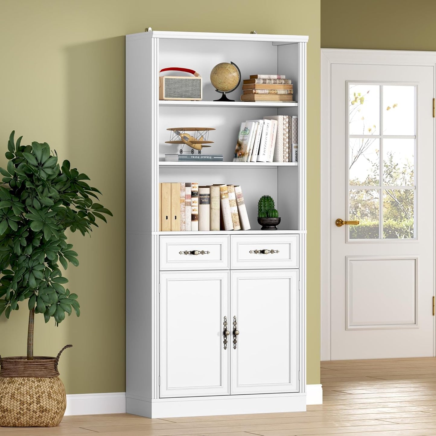 71.4 Tall Bookshelf with Drawers & Cabinet for Home Office