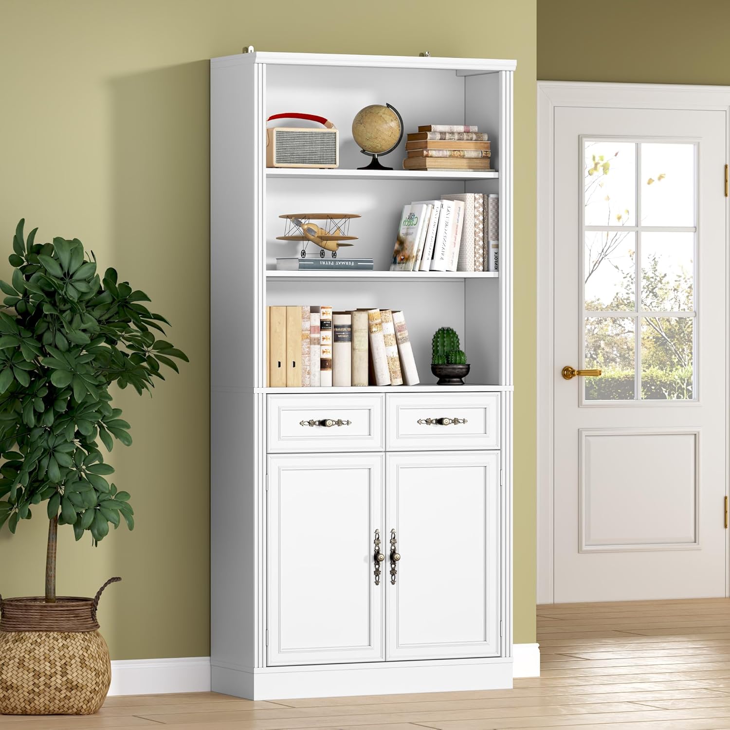71.4 Tall Bookshelf with Drawers & Cabinet for Home Office