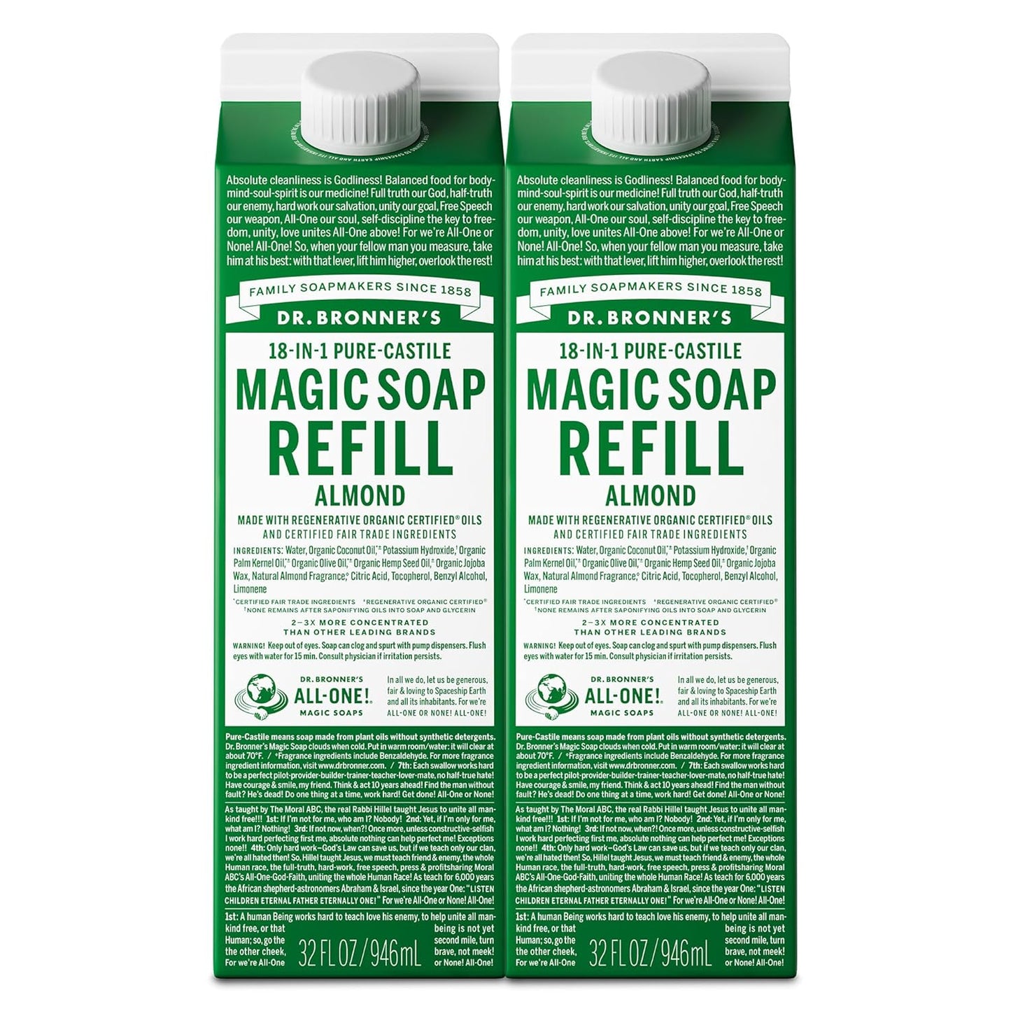 Dr. Bronner's Pure-Castile Liquid Soap Refill - Almond 32oz