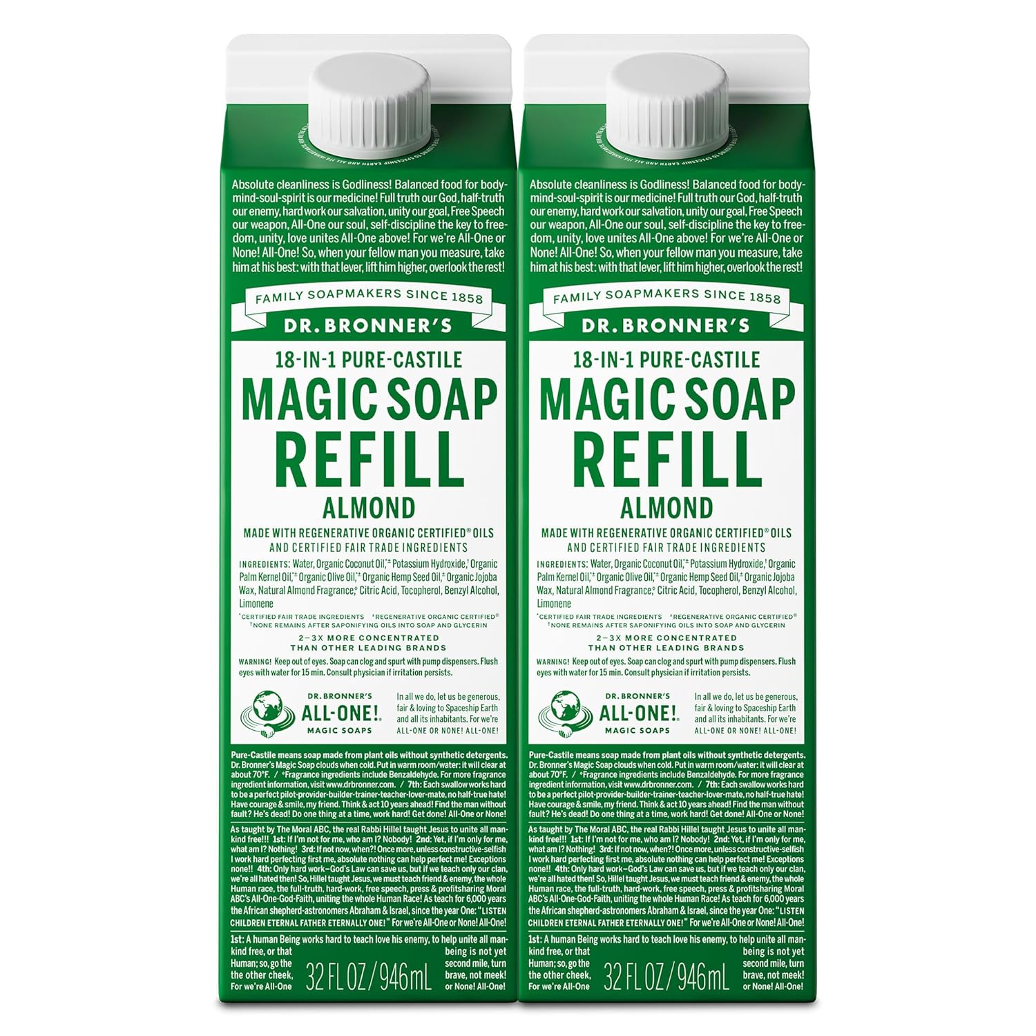 Dr. Bronner's Pure-Castile Liquid Soap Refill - Almond 32oz