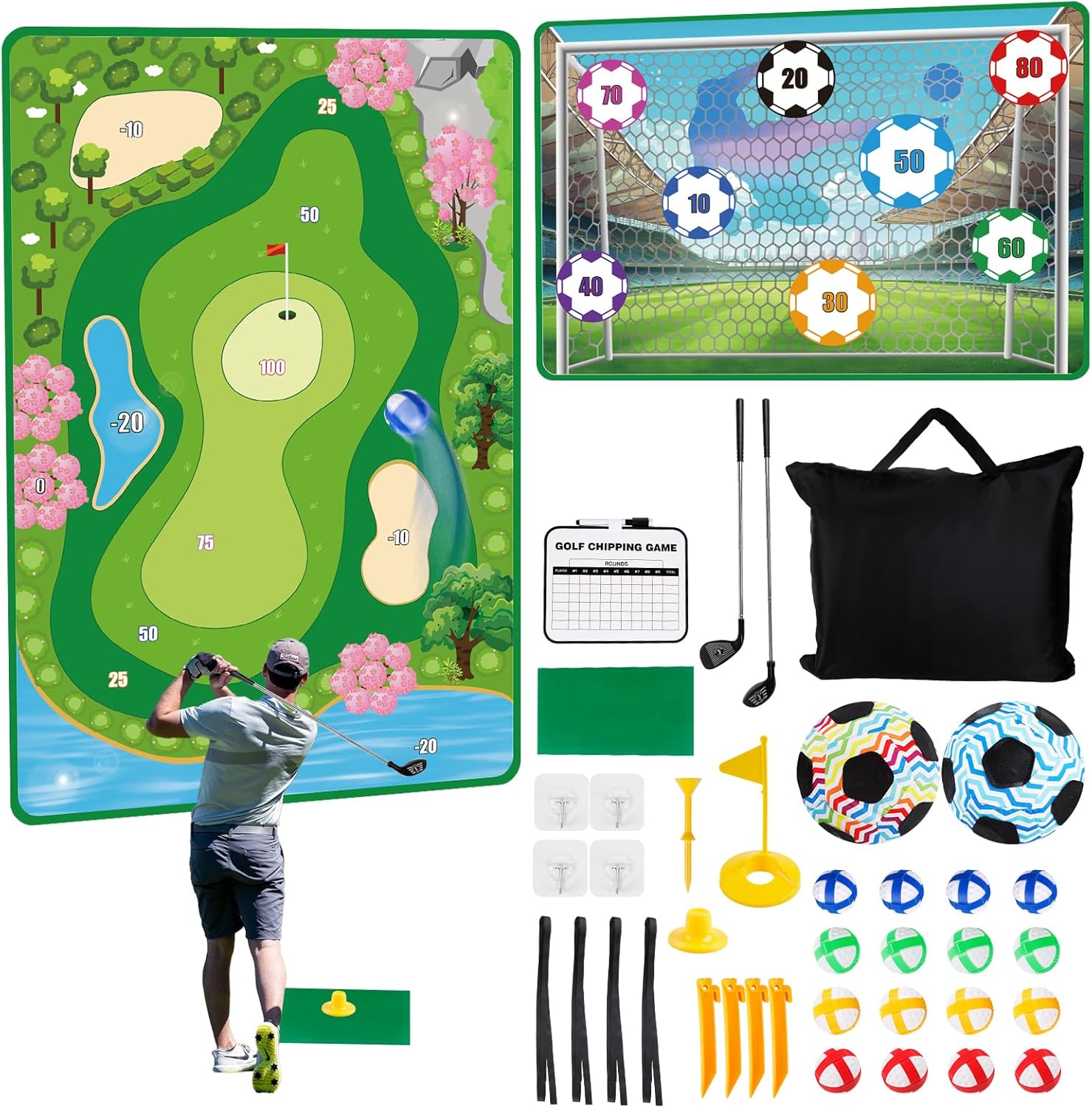 M SANMERSEN Dual-Sided Golf & Soccer Practice Mat - Fun for All!