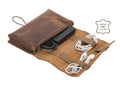 Genuine Leather Electronic Cable Organizer Bag (Medium) - Travel Cord
