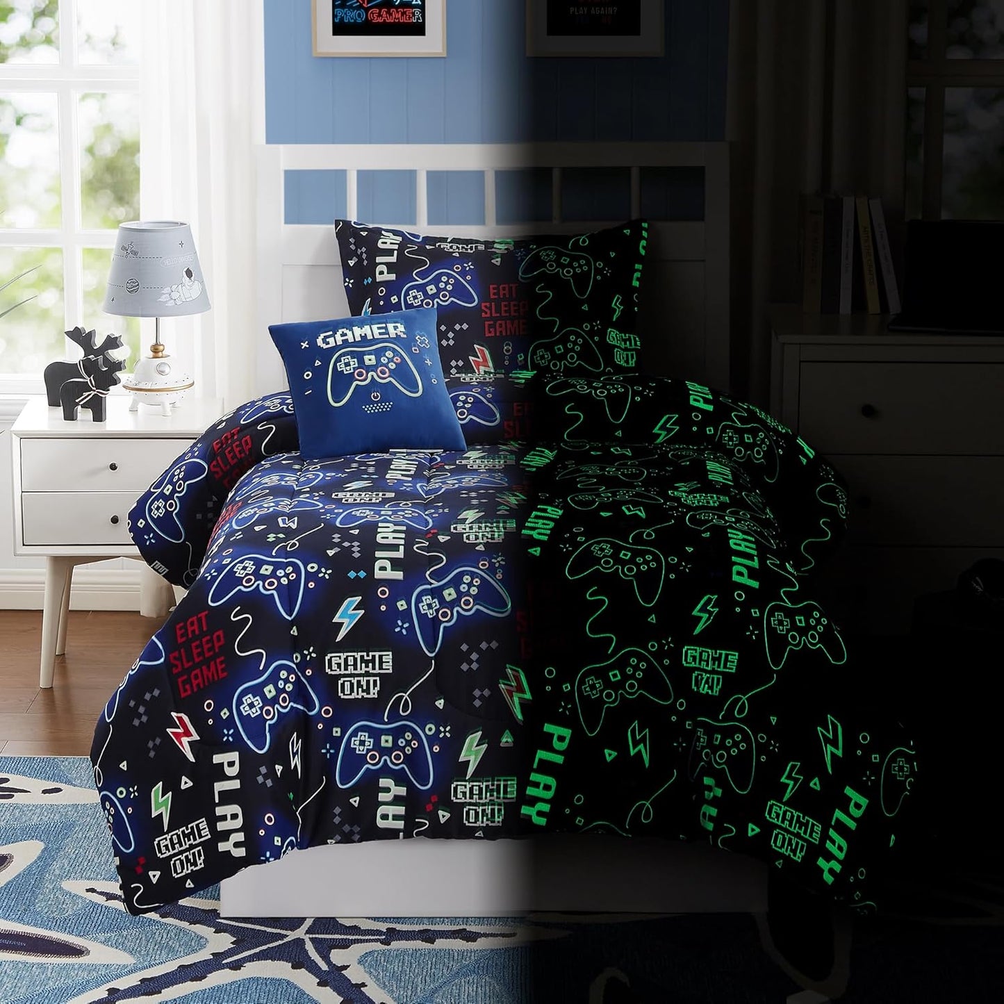 Kids Comforter Set Full Size for Boys with Glow in The Dark Design