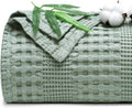 PHF Cooling Waffle Blanket Twin Size for Hot Sleepers, Sage Green