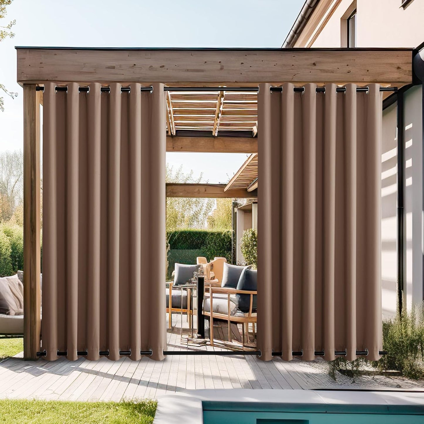 NICETOWN Waterproof Outdoor Curtains for Patio & Garden Use