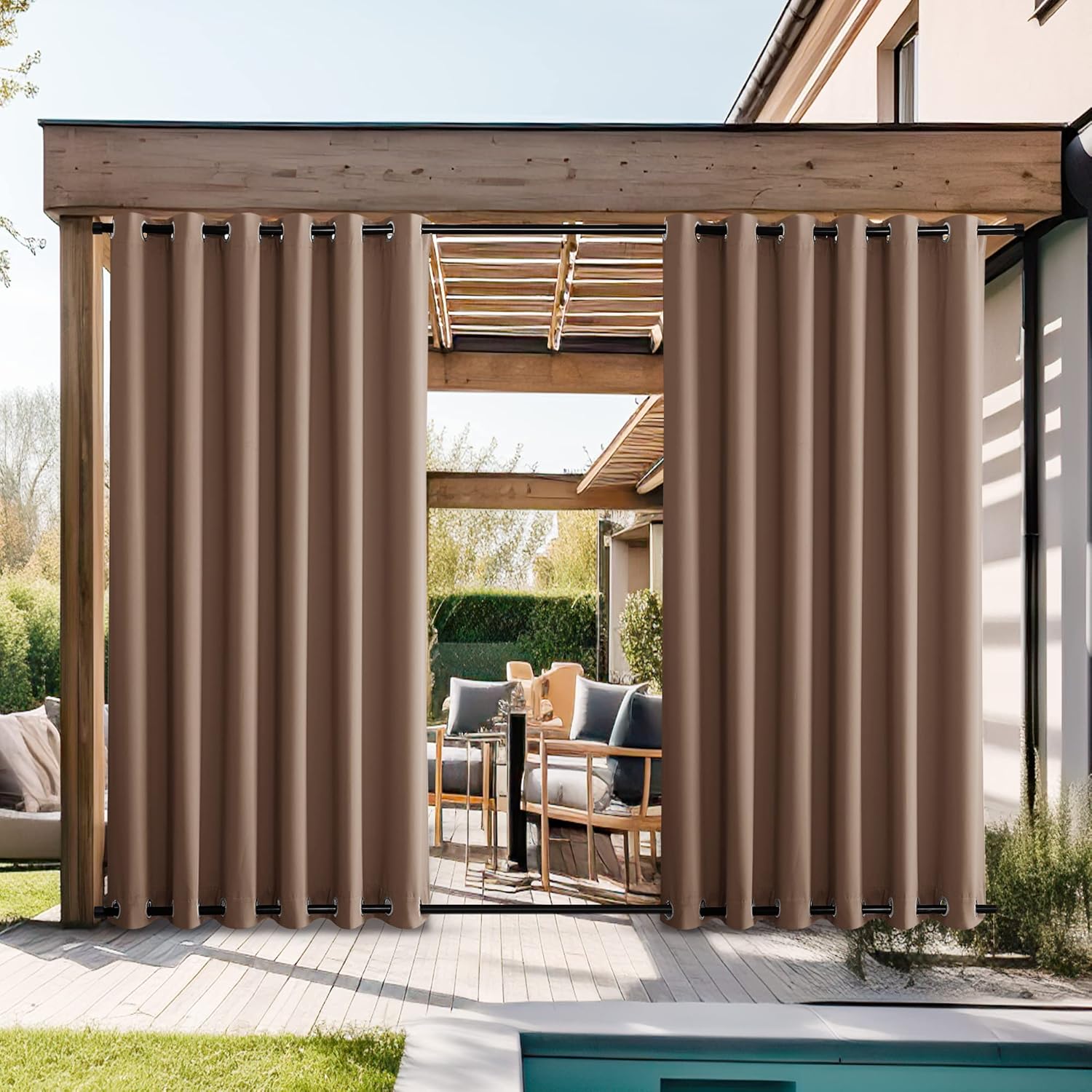NICETOWN Waterproof Outdoor Curtains for Patio & Garden Use