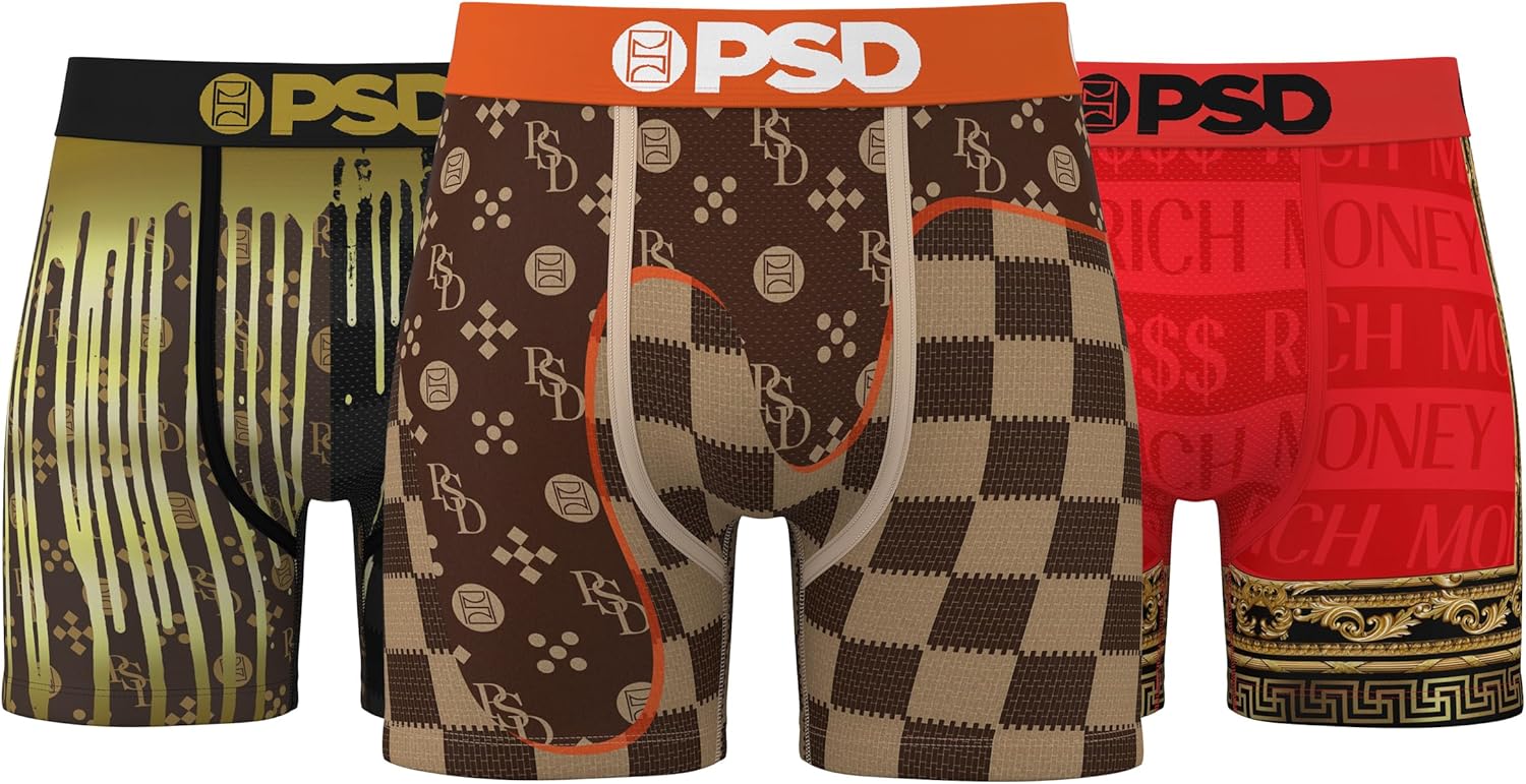 PSD Underwear Mens Boxer Briefs - Soft Breathable Luxury Prints